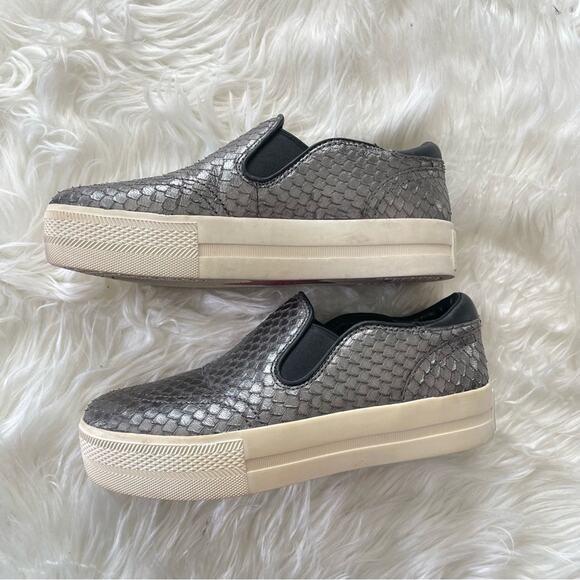 Ash | Women’s Jungle Leather Slip-On Platform Sneaker Italy Shoe Metallic Silver - Picture 6 of 8